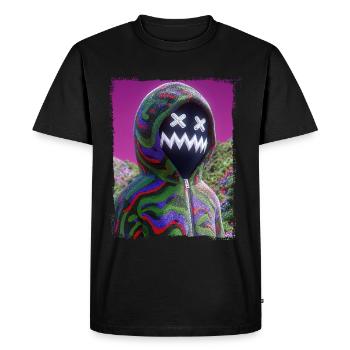 Masque Psychédélique Figurine Neon Glitch Graphique - T-shirt Premium bio Homme - noir - Devant - Nico (187cm)