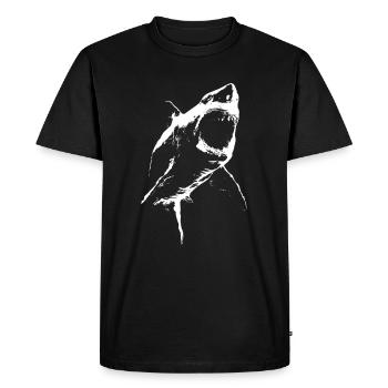 Requin géant menaçant – Silhouette noire et blanche - T-shirt Premium bio Homme - noir - Devant - Nico (187cm)