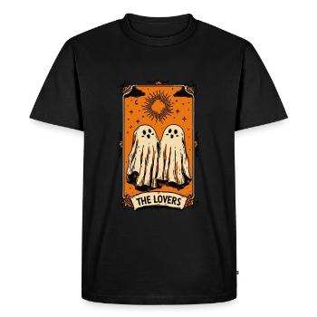 Halloween Tarot Card The Lovers – Ghost Couple - Men's Premium Organic T-Shirt - black - Front - Nico (187cm)