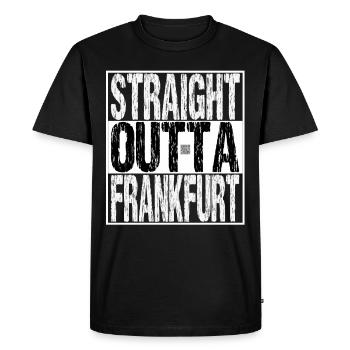 Tout droit de Francfort-sur-le-Main QR - T-shirt Premium bio Homme - noir - Devant - Nico (187cm)