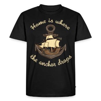 Bateau, ancre, bois, marin, marin, voile - T-shirt Premium bio Homme - noir - Devant - Nico (187cm)