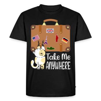 Travel Suitcase Cat Holiday Trip Emigration Summer - Men's Premium Organic T-Shirt - black - Front - Nico (187cm)