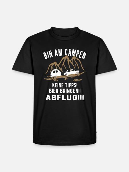 Bin am Campen Wohnwagen - Männer Premium Bio T-Shirt - Schwarz