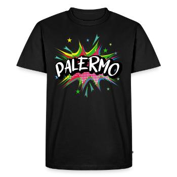 Palerme Italie Ville Pop Art Comic Art Skyline - T-shirt Premium bio Homme - noir - Devant - Nico (187cm)
