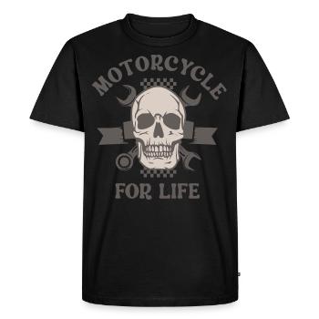 Moto pour toute une vie - T-shirt Premium bio Homme - noir - Devant - Nico (187cm)