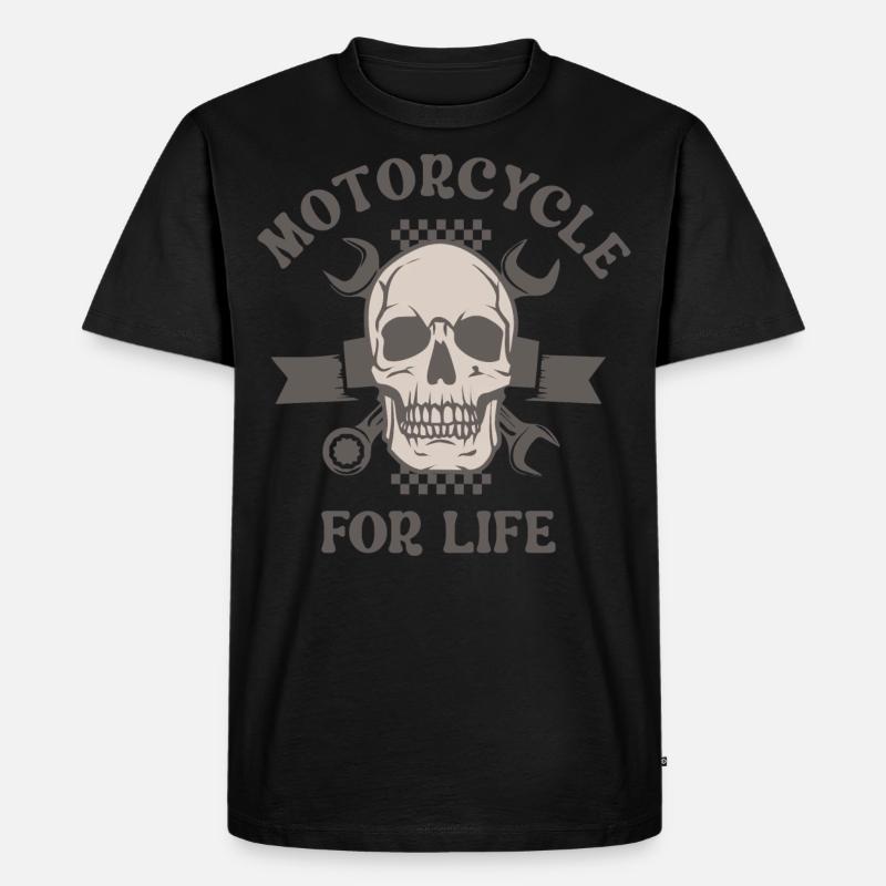 Motorrad ein Leben lang - Männer Premium Bio T-Shirt - Schwarz