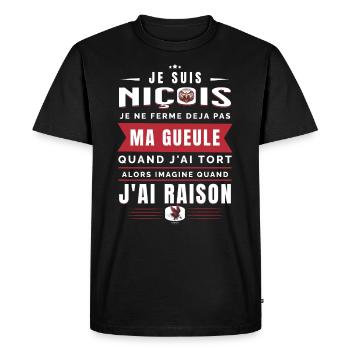 Je Suis Niçois - Je Ne Ferme Pas Ma Gueule - T-shirt Premium bio Homme - noir - Devant - Nico (187cm)