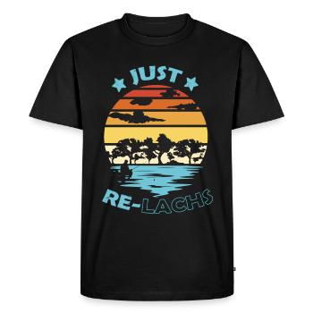 Lustiges Angler T-Shirt Angeln Geschenk AngelShirt - Männer Premium Bio T-Shirt - Schwarz - Vorne - Nico (187cm)