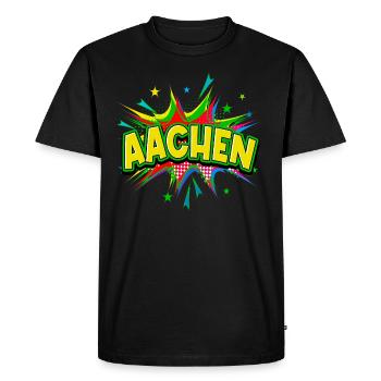 Aix-la-Chapelle Allemagne Ville Pop Art Comic Art - T-shirt Premium bio Homme - noir - Devant - Nico (187cm)