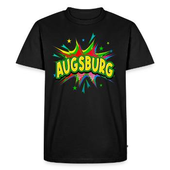 Augsburg Germany City Pop Art Comic Art - Men's Premium Organic T-Shirt - black - Front - Nico (187cm)