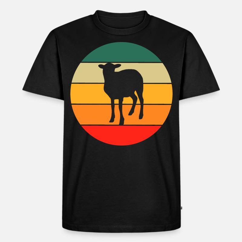 Retro Schaf - Männer Premium Bio T-Shirt - Schwarz