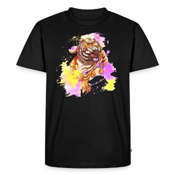 Tiger Splash Grunge Colorful Animal Predator Art - T-shirt Premium bio Homme - noir - Devant - Nico (187cm)