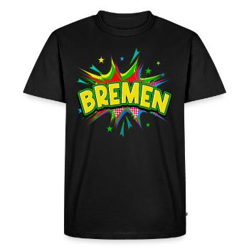 Brême, Allemagne, Ville, Pop Art, Bande dessinée - T-shirt Premium bio Homme - noir - Devant - Nico (187cm)