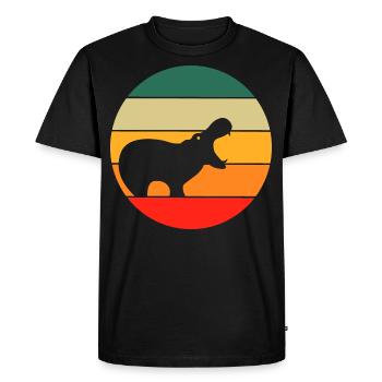 Hippopotame rétro hippopotame - T-shirt Premium bio Homme - noir - Devant - Nico (187cm)