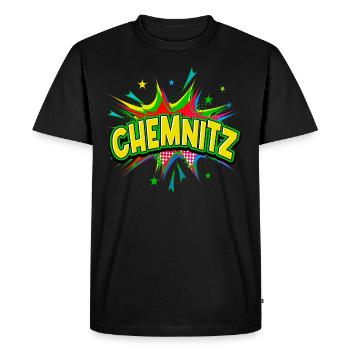 Chemnitz Allemagne Ville Pop Art Comic Art - T-shirt Premium bio Homme - noir - Devant - Nico (187cm)