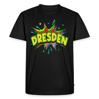 Dresden Germany City Pop Art Comic Art - Men's Premium Organic T-Shirt - black - Front - Nico (187cm)
