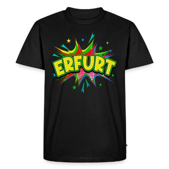 Erfurt, Allemagne, ville, Pop Art, Bande dessinée - T-shirt Premium bio Homme - noir - Devant - Nico (187cm)
