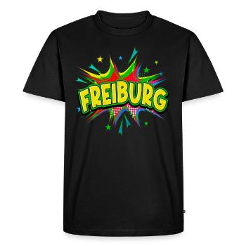 Fribourg Allemagne Ville Pop Art Bande dessinée - T-shirt Premium bio Homme - noir - Devant - Nico (187cm)