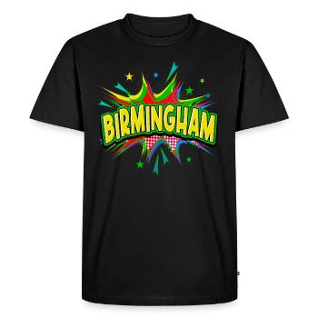 Birmingham Angleterre Royaume-Uni Ville Pop Art Comic Art - T-shirt Premium bio Homme - noir - Devant - Nico (187cm)