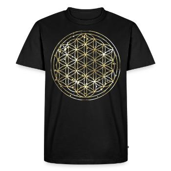 Fleur de Vie en or - T-shirt Premium bio Homme - noir - Devant - Nico (187cm)