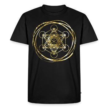 Métatrons Cube Or Géométrie Sacrée - T-shirt Premium bio Homme - noir - Devant - Nico (187cm)