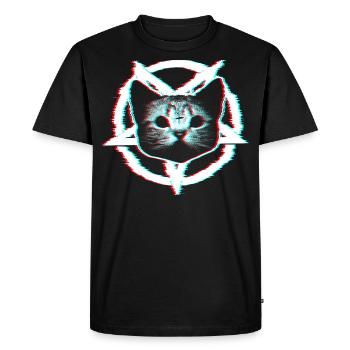 Chat satanique dans le pentagramme | Effet RVB - T-shirt Premium bio Homme - noir - Devant - Nico (187cm)