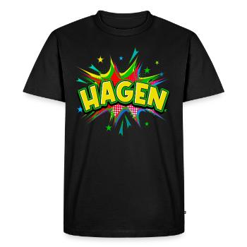 Hagen Allemagne Ville Pop Art Bande dessinée - T-shirt Premium bio Homme - noir - Devant - Nico (187cm)