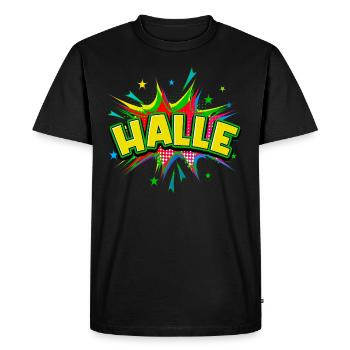 Halle Saale Allemagne Ville Pop Art Bande dessinée - T-shirt Premium bio Homme - noir - Devant - Nico (187cm)