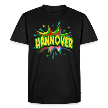 Hanovre Allemagne Ville Pop Art Bande dessinée - T-shirt Premium bio Homme - noir - Devant - Nico (187cm)