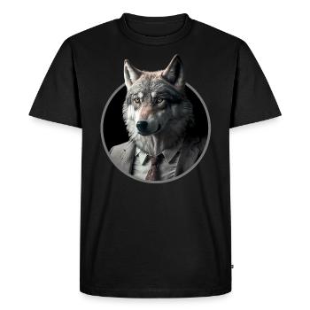 Cool business wolf in a suit - Men's Premium Organic T-Shirt - black - Front - Nico (187cm)
