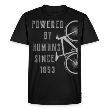 POWERED BY HUMANS SINCE 1853 - Men's Premium Organic T-Shirt - black - Front - Nico (187cm)