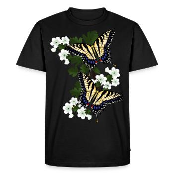 Sail butterfly on hawthorn - Men's Premium Organic T-Shirt - black - Front - Nico (187cm)
