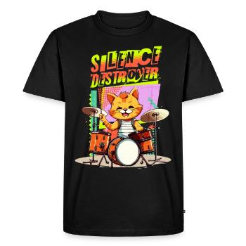 Drums Drums Silence Destroyer Cat Funny - T-shirt Premium bio Homme - noir - Devant - Nico (187cm)
