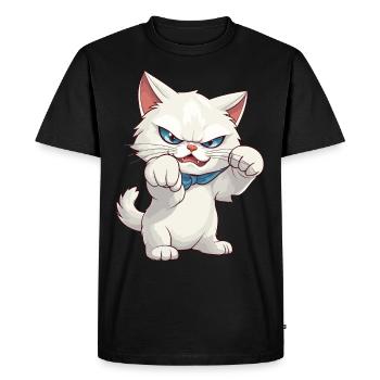 Cat Fist Cat Kitten White Cartoon Comic - T-shirt Premium bio Homme - noir - Devant - Nico (187cm)