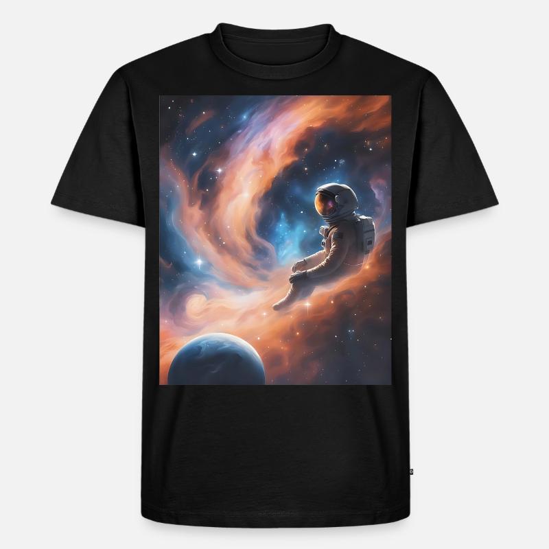 Astronaut schwebt im Weltall - Männer Premium Bio T-Shirt - Schwarz