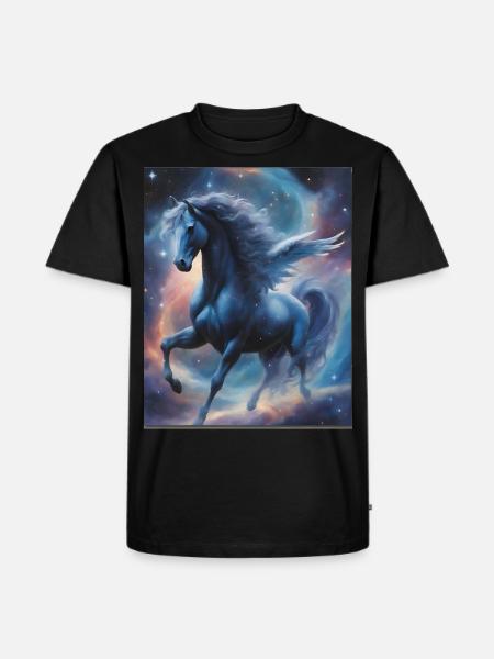 Pegasos (Pegasus) dans l’espace - Weltenwanderer - T-shirt Premium bio Homme - noir