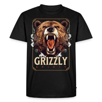 Ours Grizzly Rugissements Tête d’ours Nature Sauvage Forêt - T-shirt Premium bio Homme - noir - Devant - Nico (187cm)