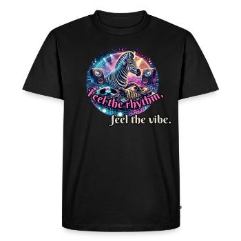 Sentez le rythme - Zèbre à la cabine du DJ - T-shirt Premium bio Homme - noir - Devant - Nico (187cm)