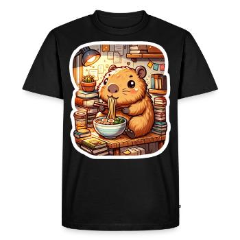 Capybara Ramen Books Read Kawaii Anime - Men's Premium Organic T-Shirt - black - Front - Nico (187cm)