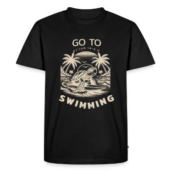 Swimming Turtle - Men's Premium Organic T-Shirt - black - Front - Nico (187cm)