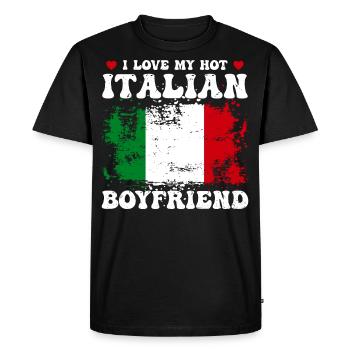 I Love My Hot Italian Boyfriend Couple Italy Flag - T-shirt Premium bio Homme - noir - Devant - Nico (187cm)