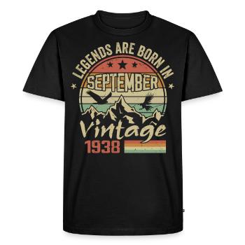 Septembre 1938 Cadeau Anniversaire September 1938 - T-shirt Premium bio Homme - noir - Devant - Nico (187cm)