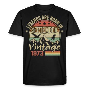 September 1973 Birthday Gift September 1973 - Men's Premium Organic T-Shirt - black - Front - Nico (187cm)