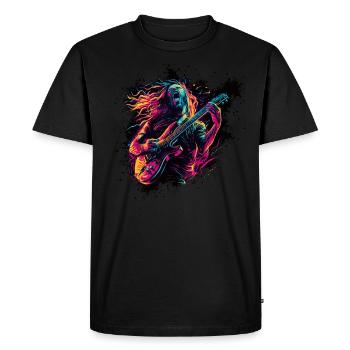Guitariste Guitare électrique Rock Punk Metal Splash Neon - T-shirt Premium bio Homme - noir - Devant - Nico (187cm)