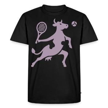 Vache Tennis Joueur De Tennis Silhouette Minimaliste - T-shirt Premium bio Homme - noir - Devant - Nico (187cm)