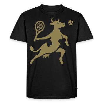 Vache Tennis Joueur De Tennis Silhouette Minimaliste - T-shirt Premium bio Homme - noir - Devant - Nico (187cm)