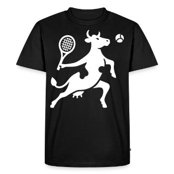 Vache Tennis Joueur De Tennis Silhouette Minimaliste - T-shirt Premium bio Homme - noir - Devant - Nico (187cm)