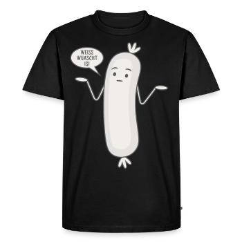 Weiss wuascht is - Spruch Wurst Lustige Weißwurst - Männer Premium Bio T-Shirt - Schwarz - Vorne - Nico (187cm)