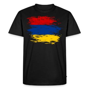 Armenia flag used - Men's Premium Organic T-Shirt - black - Front - Nico (187cm)