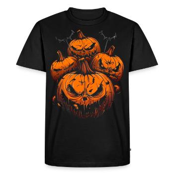 4 Citrouilles terrifiantes Halloween - T-shirt Premium bio Homme - noir - Devant - Nico (187cm)